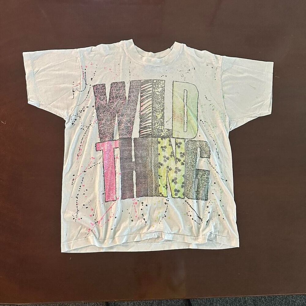 Vintage 90s Wild Thing Graphic T- Shirt Single Stitch Made in USA All Over Print